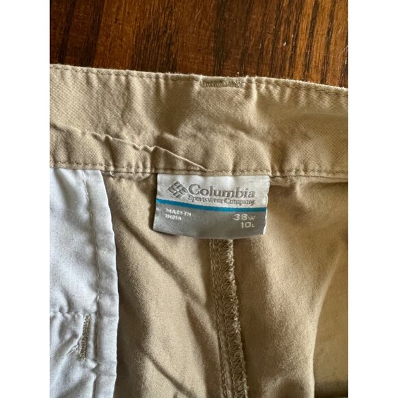 Columbia Tan Flat Front Chino Cotton Shorts 38" Waist 10" Inseam Hiking Outdoor - Picture 3 of 8
